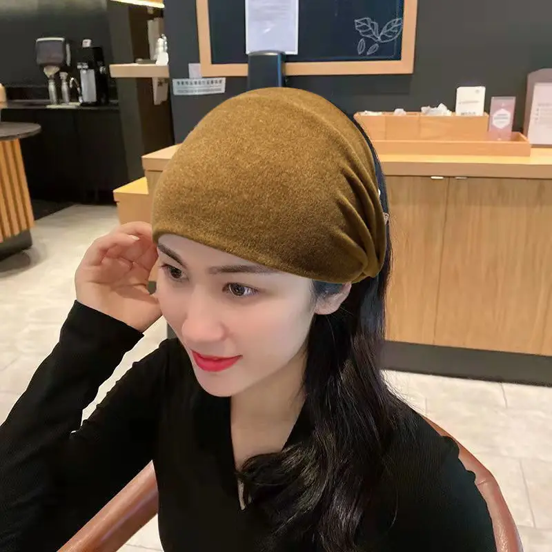 Wholesale Knitted Elastic Headband for Women Brown - Image 9