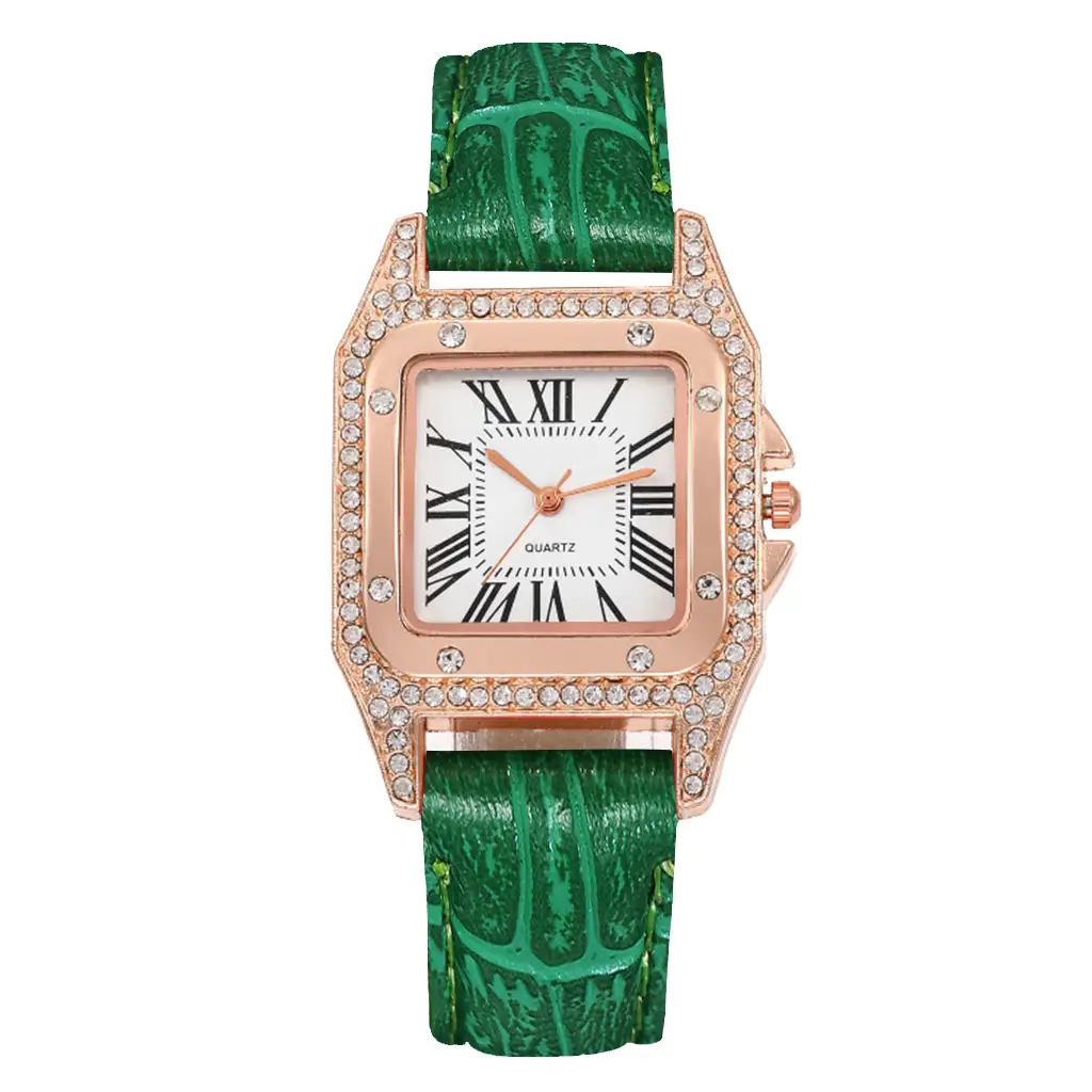 Square Women's Roman Dial Quartz Watch with Diamond Bezel — feature 9