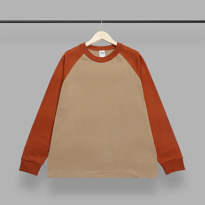 Men's Japanese Style Long Sleeve T-Shirt Brown White Black - Image 5