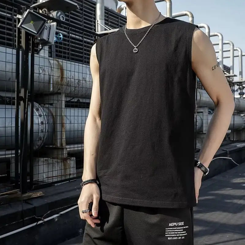 Men's Black & Grey Sleeveless Vests Summer Wear - Image 2