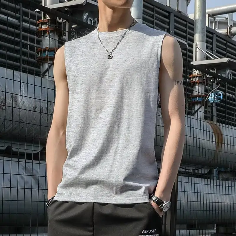 Men's Black & Grey Sleeveless Vests Summer Wear - Image 3