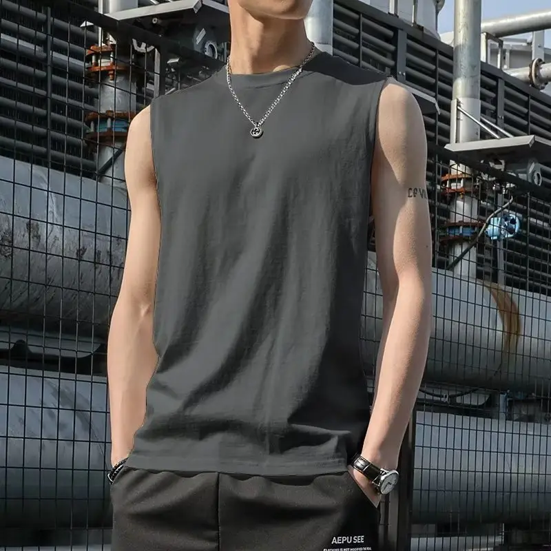 Men's Black & Grey Sleeveless Vests Summer Wear - Image 4