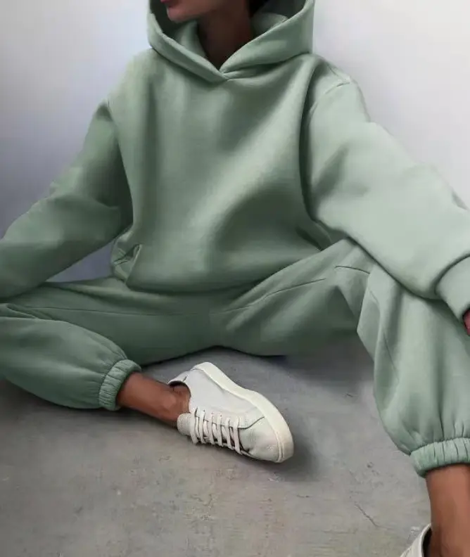 2025 Spring White Hooded Sweatshirt & Long Pants Set — feature 2