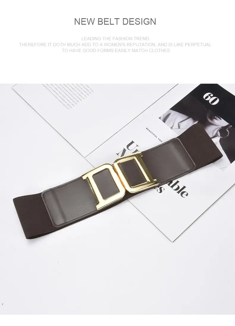 Golden Button Coat Wide Belt Decorative Cowhide Waist Seal Women's Tight Waist Slimming Belted Skirt — feature 22