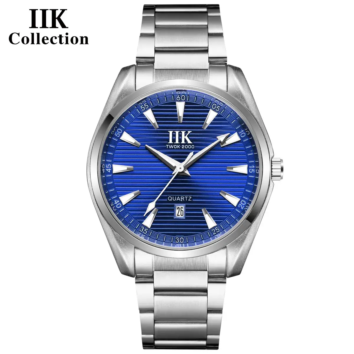 IIK Men's Blue Analog Quartz Watch with Steel Band - Image 2