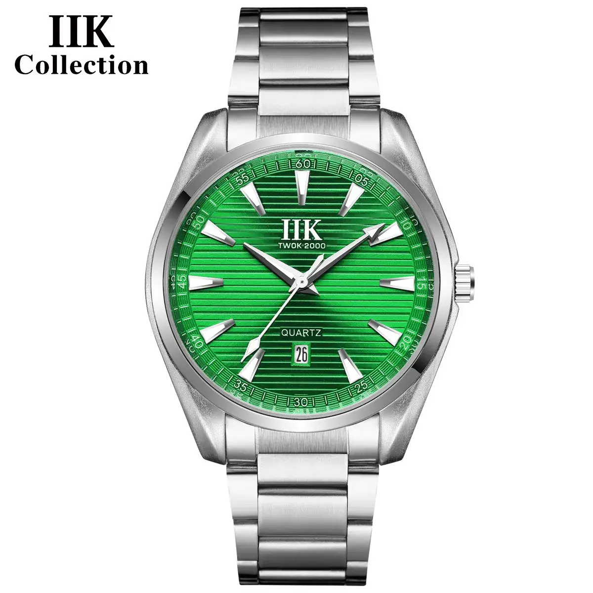IIK Men's Blue Analog Quartz Watch with Steel Band - Image 3