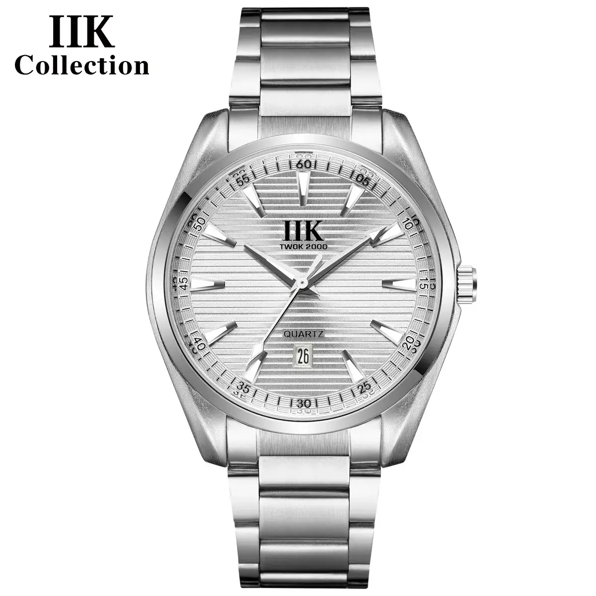 IIK Men's Blue Analog Quartz Watch with Steel Band - Image 5