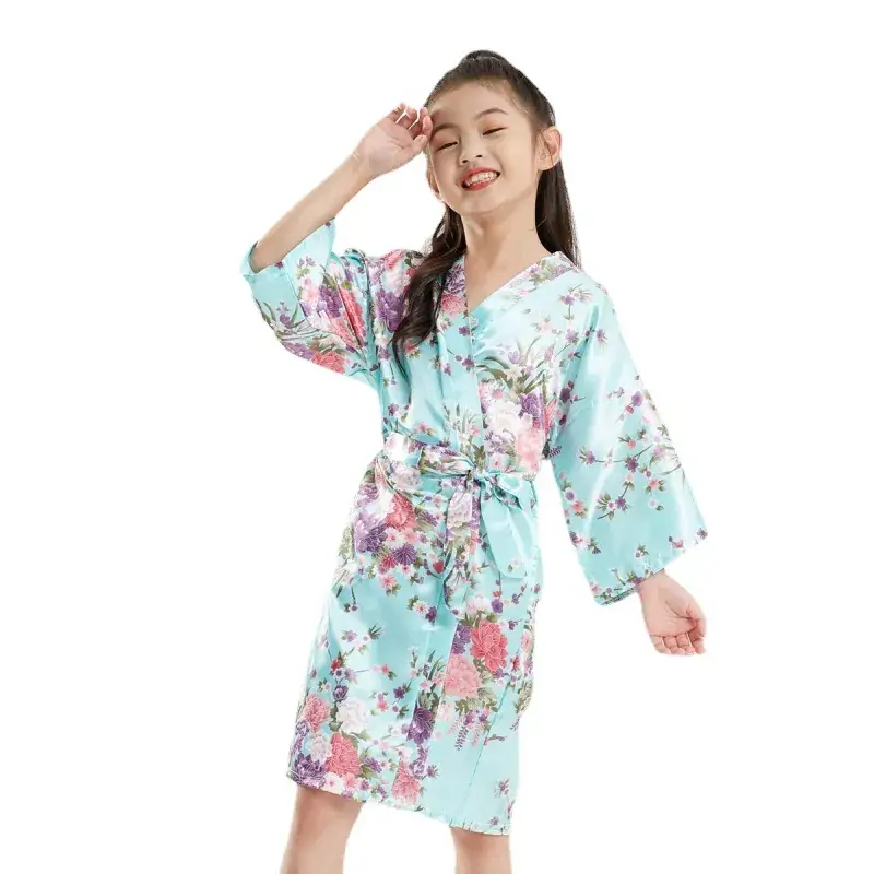 Kids Floral Silk Nightgown Pink for Girls