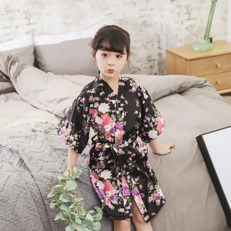 Kids Floral Silk Nightgown Pink for Girls