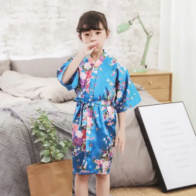 Kids Floral Silk Nightgown Pink for Girls