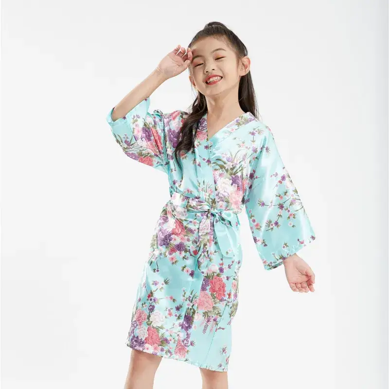 Kids Floral Silk Nightgown Pink for Girls