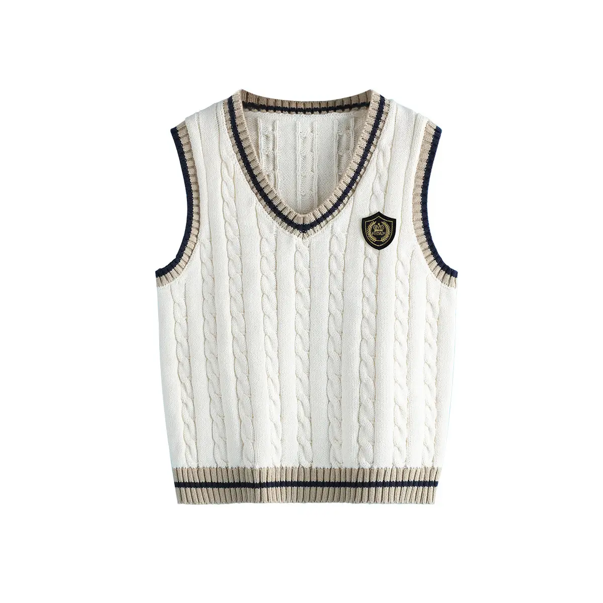 Children's Knitted V-Neck Vest Navy Blue Primary School