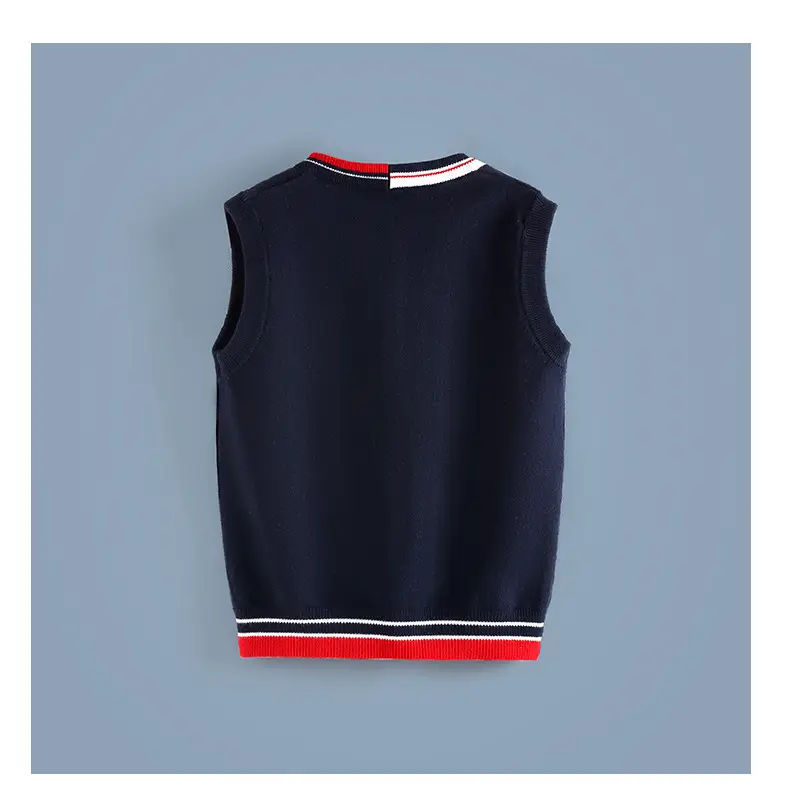 Children's Knitted V-Neck Vest Navy Blue Primary School — feature 10