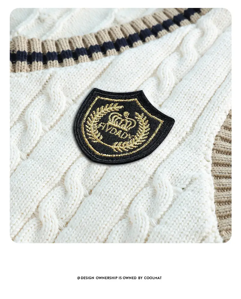 Children's Knitted V-Neck Vest Navy Blue Primary School — feature 12