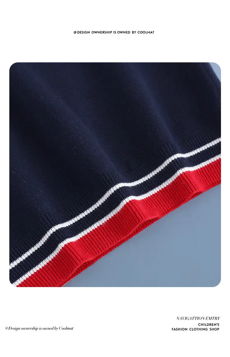 Children's Knitted V-Neck Vest Navy Blue Primary School — feature 17