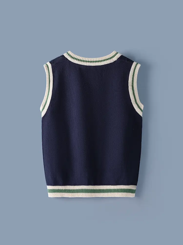 Children's Knitted V-Neck Vest Navy Blue Primary School — feature 20