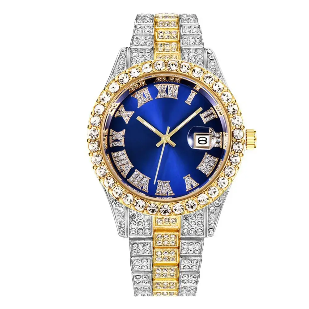 Men's Green Diamond Watch with Roman Strap & Calendar — feature 6