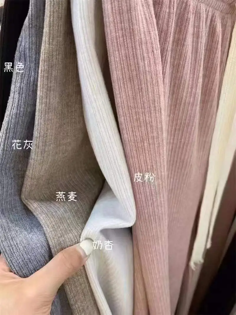 Women's Thickened Fleece Wide Leg Pants Cream Winter - Image 9