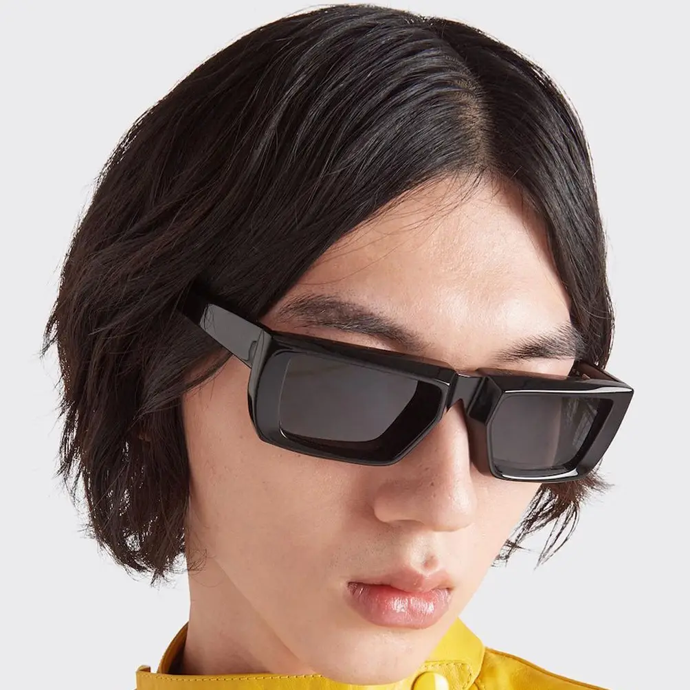 2023 Y2K Thick Black Sunglasses with Red Lens