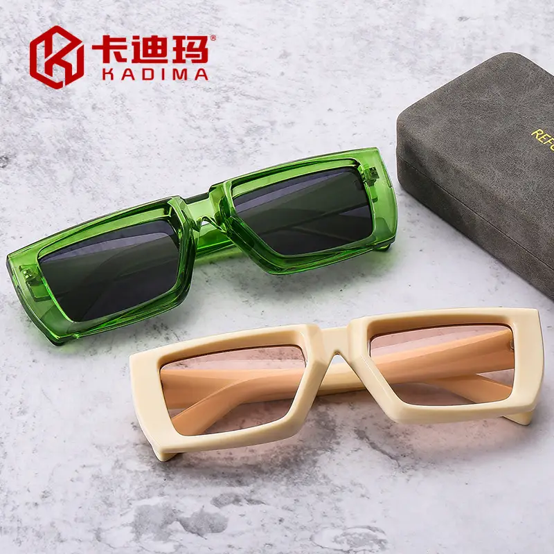 2023 Y2K Thick Black Sunglasses with Red Lens