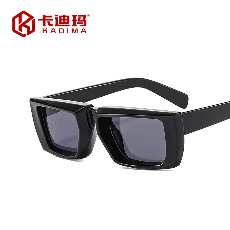 2023 Y2K Thick Black Sunglasses with Red Lens