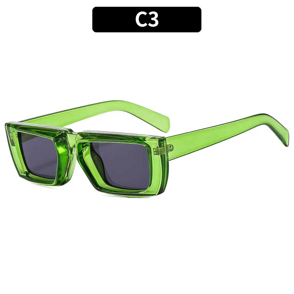2023 Y2K Thick Black Sunglasses with Red Lens