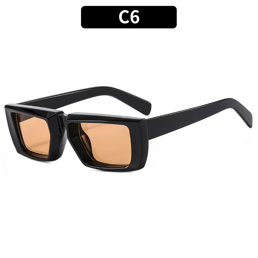 2023 Y2K Thick Black Sunglasses with Red Lens