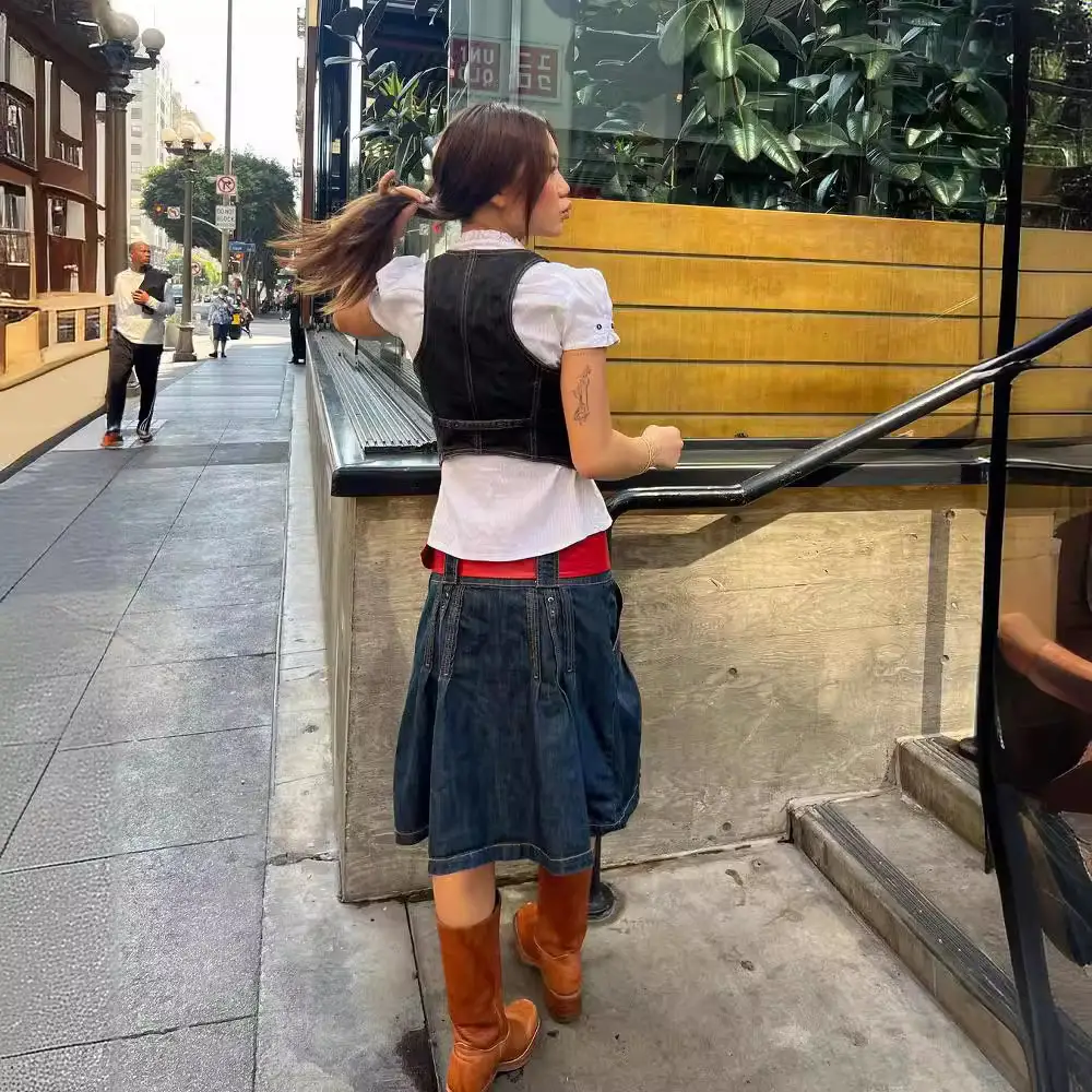 European American Slim Denim Vest Women