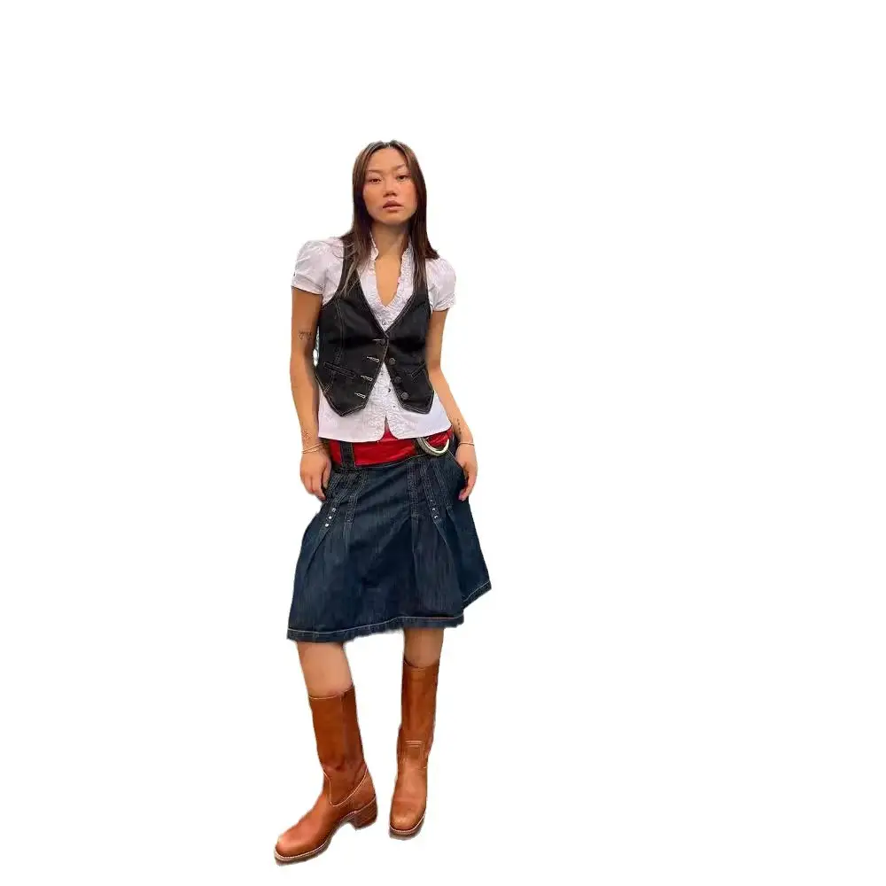 European American Slim Denim Vest Women