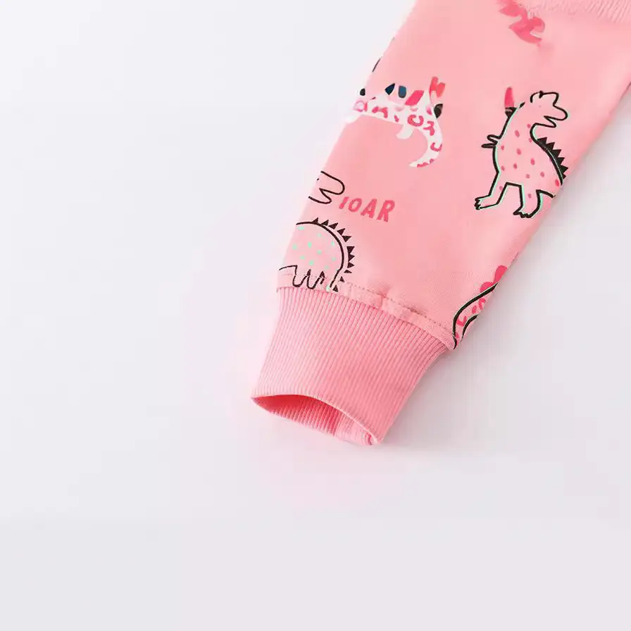 Children's Pink Dinosaur Cotton Sweater Round Neck - Image 3