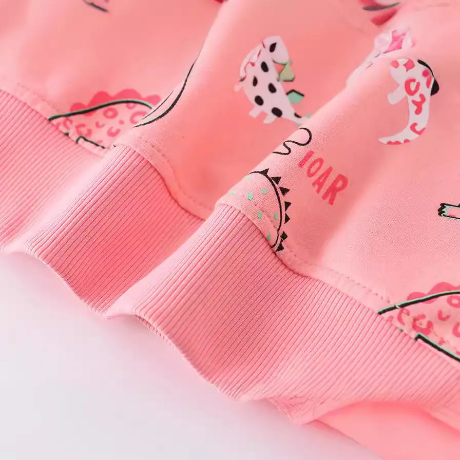 Children's Pink Dinosaur Cotton Sweater Round Neck - Image 4
