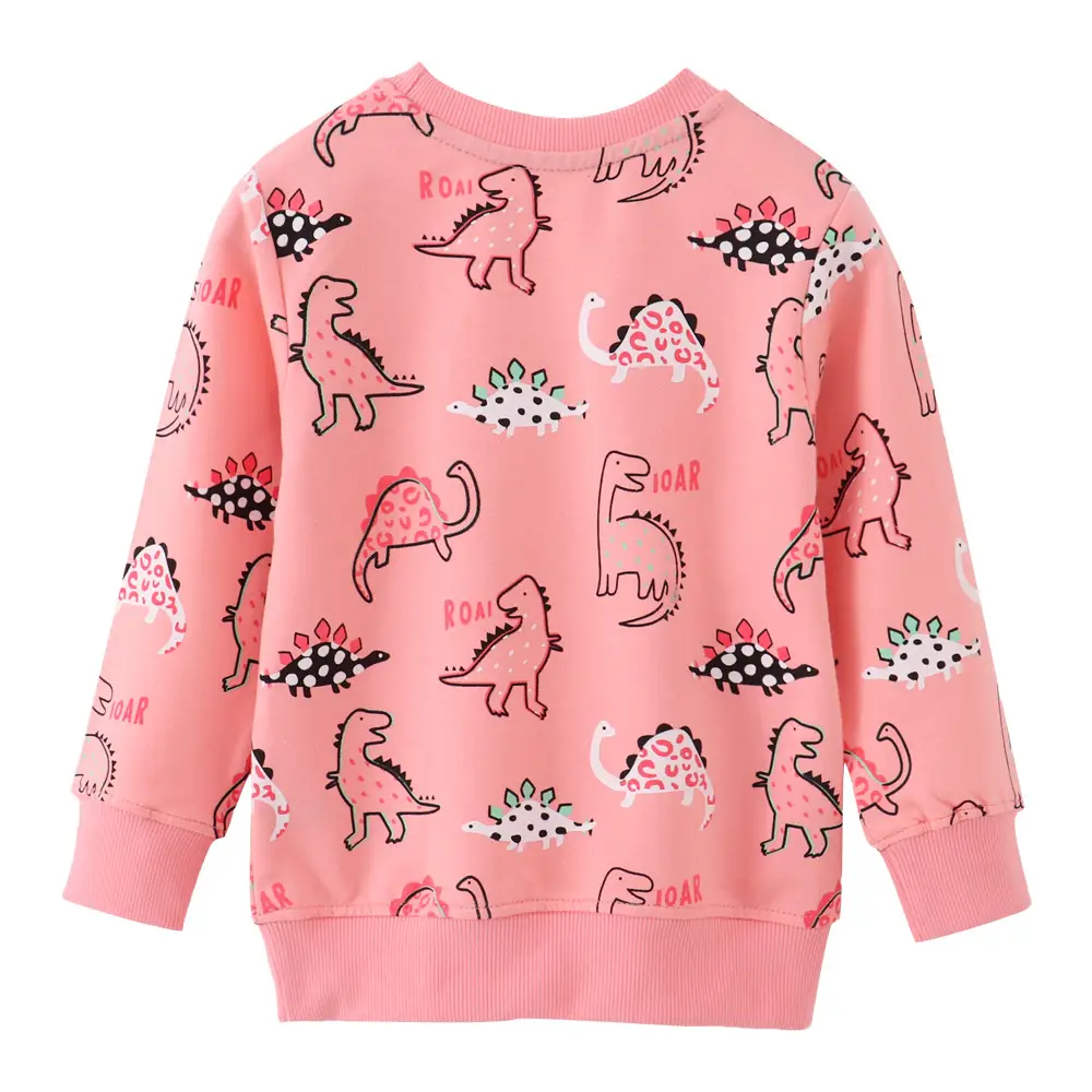 Children's Pink Dinosaur Cotton Sweater Round Neck - Image 5