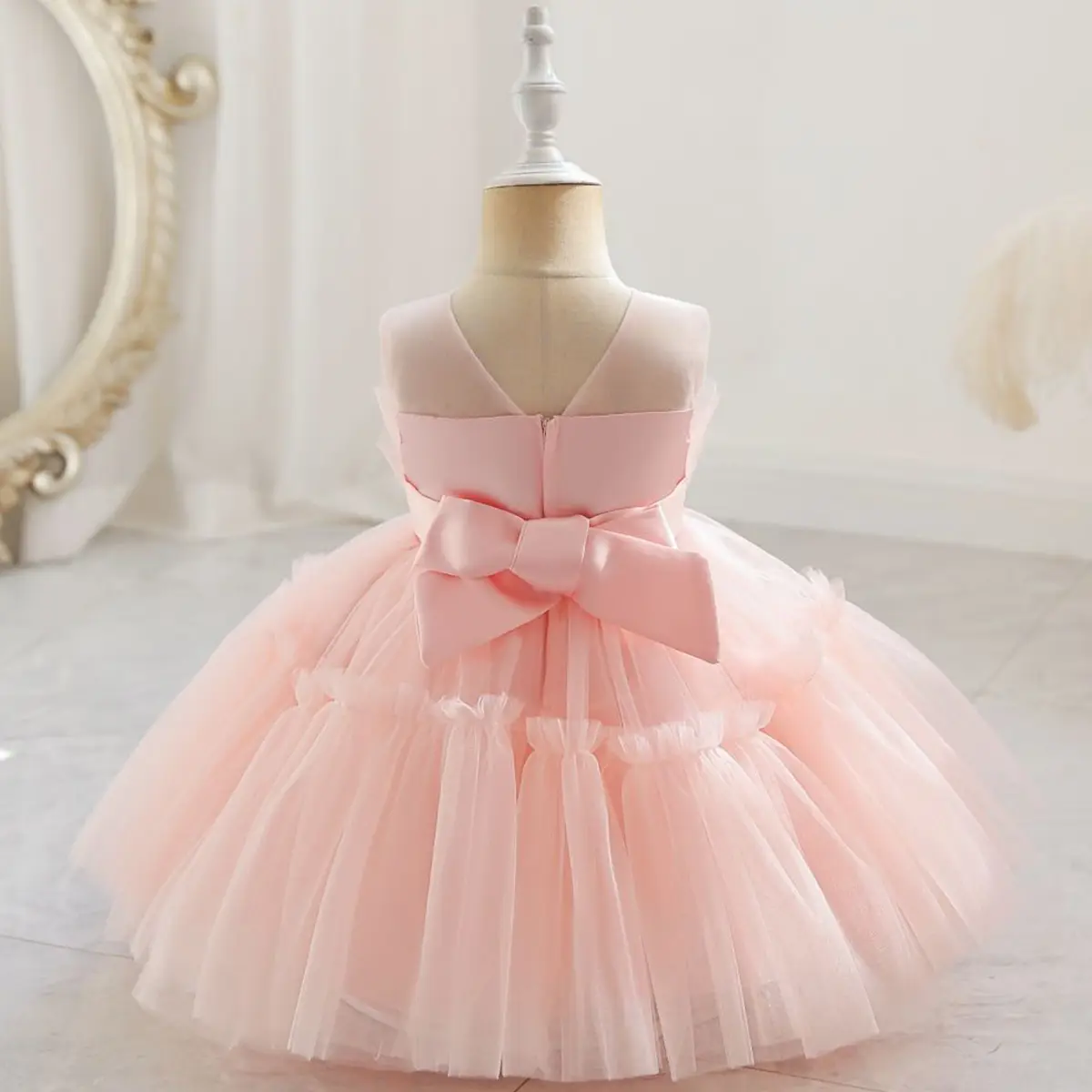 Red Sleeveless Mesh Tulle Dress for Girls 1-2Yr - Image 6