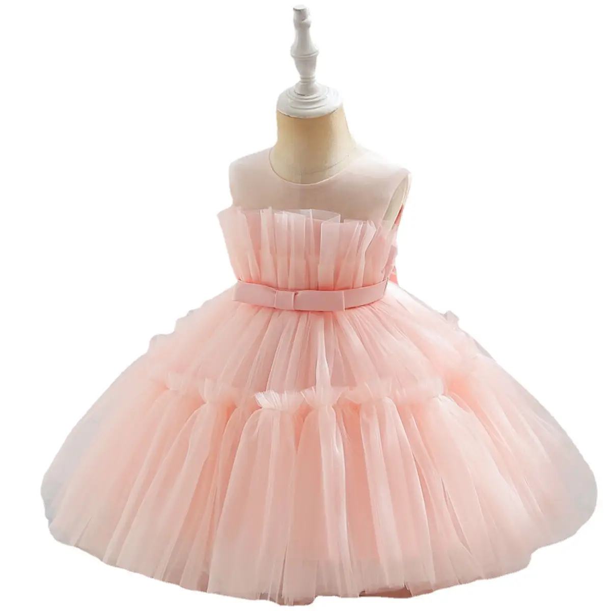 Red Sleeveless Mesh Tulle Dress for Girls 1-2Yr - Image 8