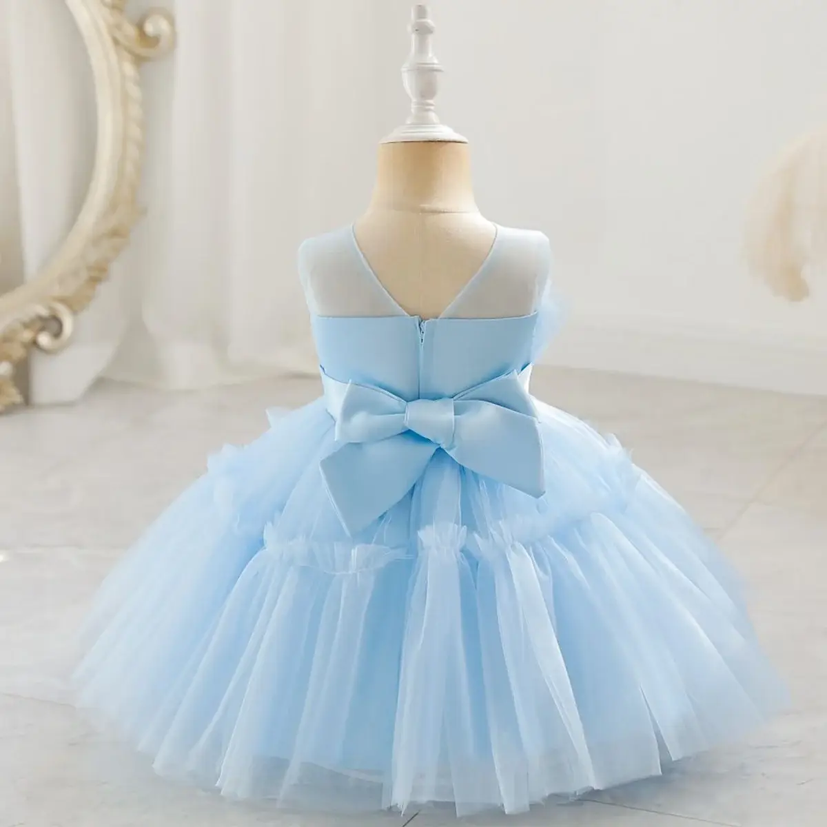 Red Sleeveless Mesh Tulle Dress for Girls 1-2Yr — feature 12