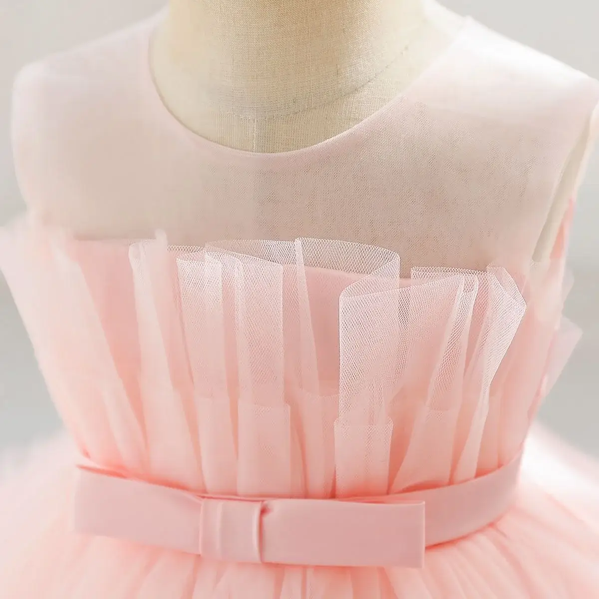 Red Sleeveless Mesh Tulle Dress for Girls 1-2Yr — feature 24