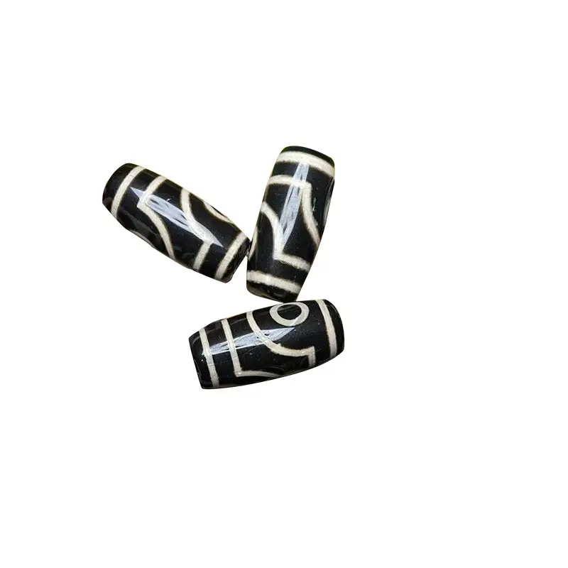 Xizang Natural Chalcedony Bodhi Beads Black White 30mm - Image 5