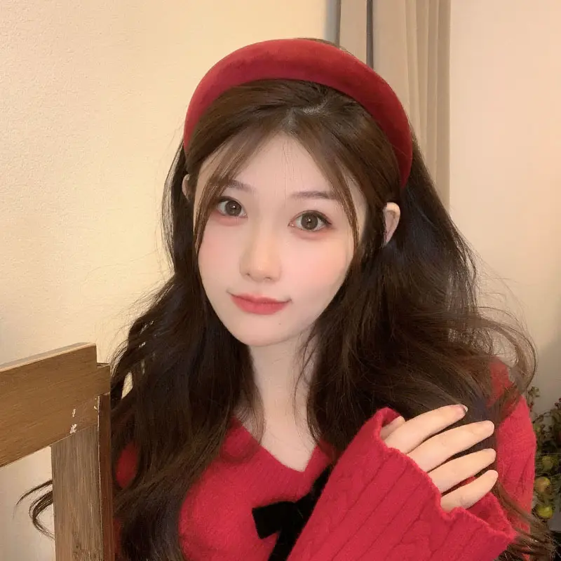 Red Velvet Pressure Headband for Women High Skull Design - Image 17