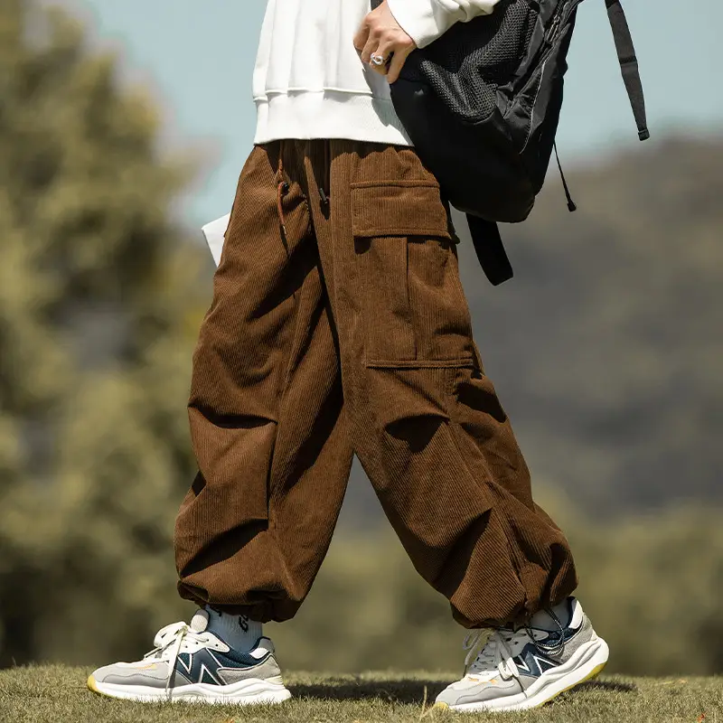 Men's Green Thick-Waist Wide-leg Casual Pants - Image 12