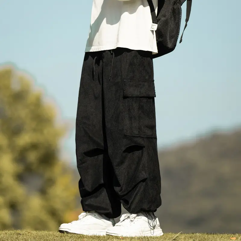 Men's Green Thick-Waist Wide-leg Casual Pants - Image 13