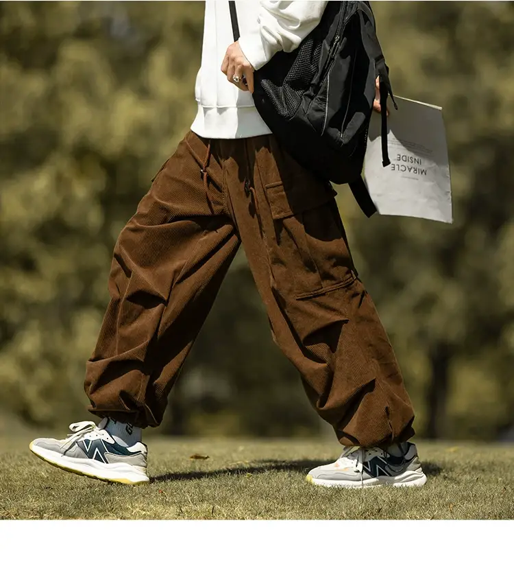 Men's Green Thick-Waist Wide-leg Casual Pants — feature 11