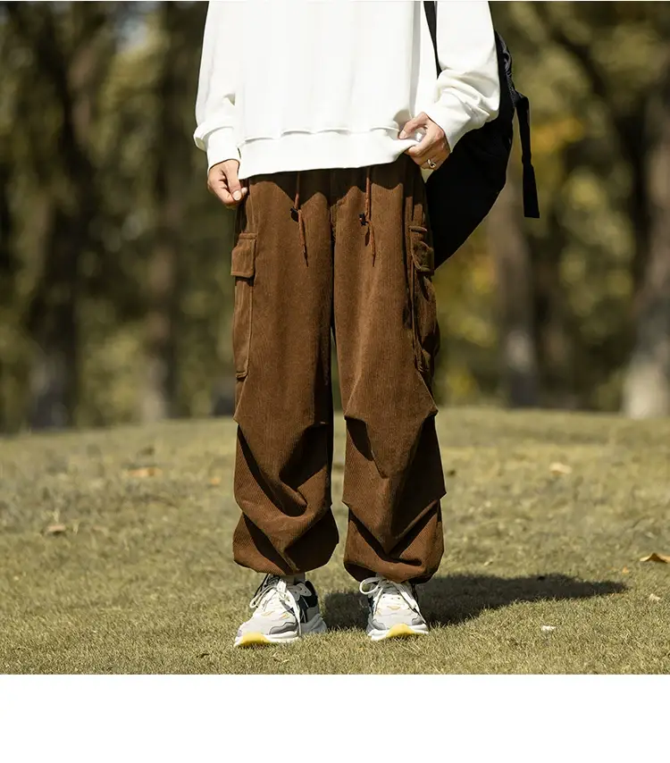 Men's Green Thick-Waist Wide-leg Casual Pants — feature 12