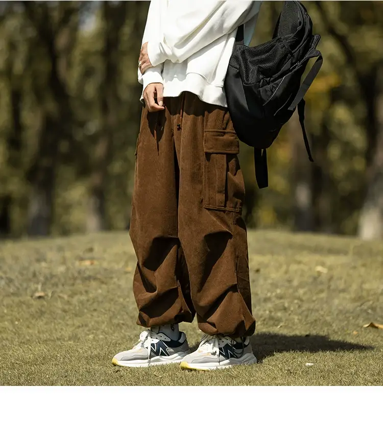 Men's Green Thick-Waist Wide-leg Casual Pants — feature 13