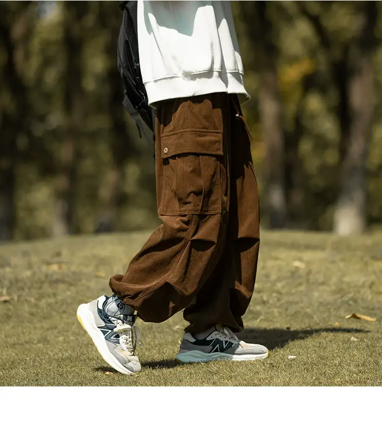 Men's Green Thick-Waist Wide-leg Casual Pants — feature 14