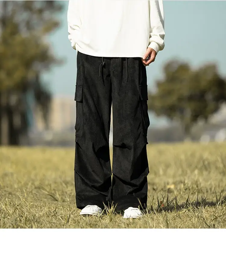 Men's Green Thick-Waist Wide-leg Casual Pants — feature 15