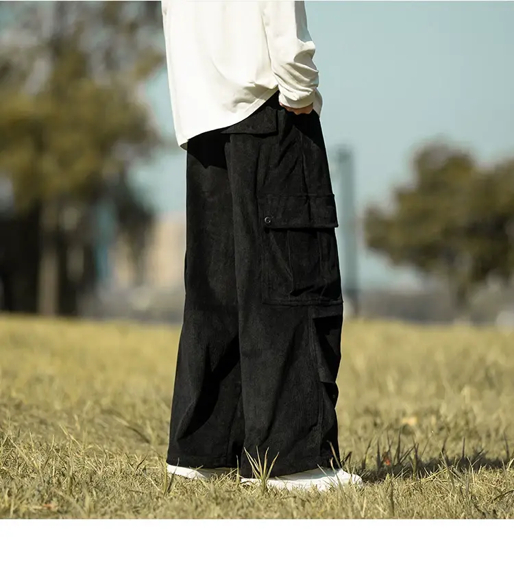 Men's Green Thick-Waist Wide-leg Casual Pants — feature 16