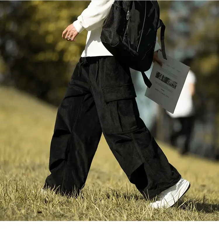 Men's Green Thick-Waist Wide-leg Casual Pants — feature 17