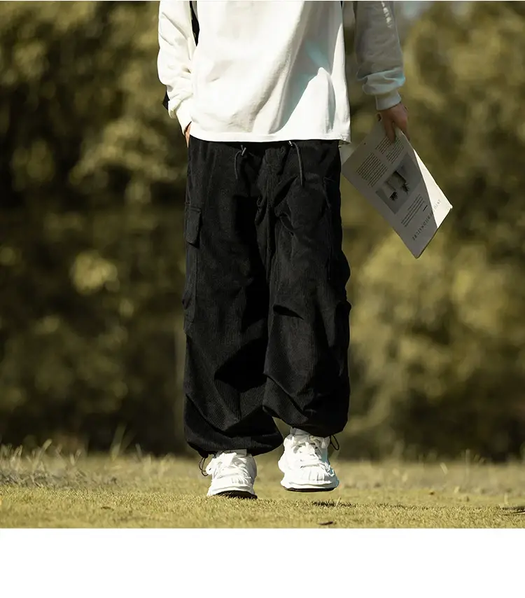 Men's Green Thick-Waist Wide-leg Casual Pants — feature 18