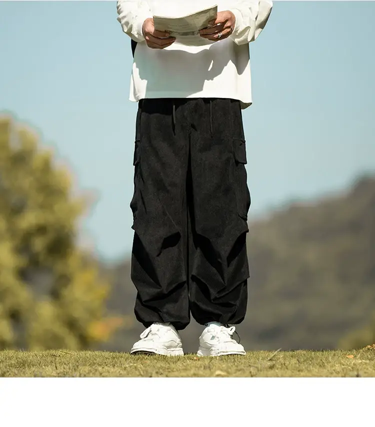 Men's Green Thick-Waist Wide-leg Casual Pants — feature 19