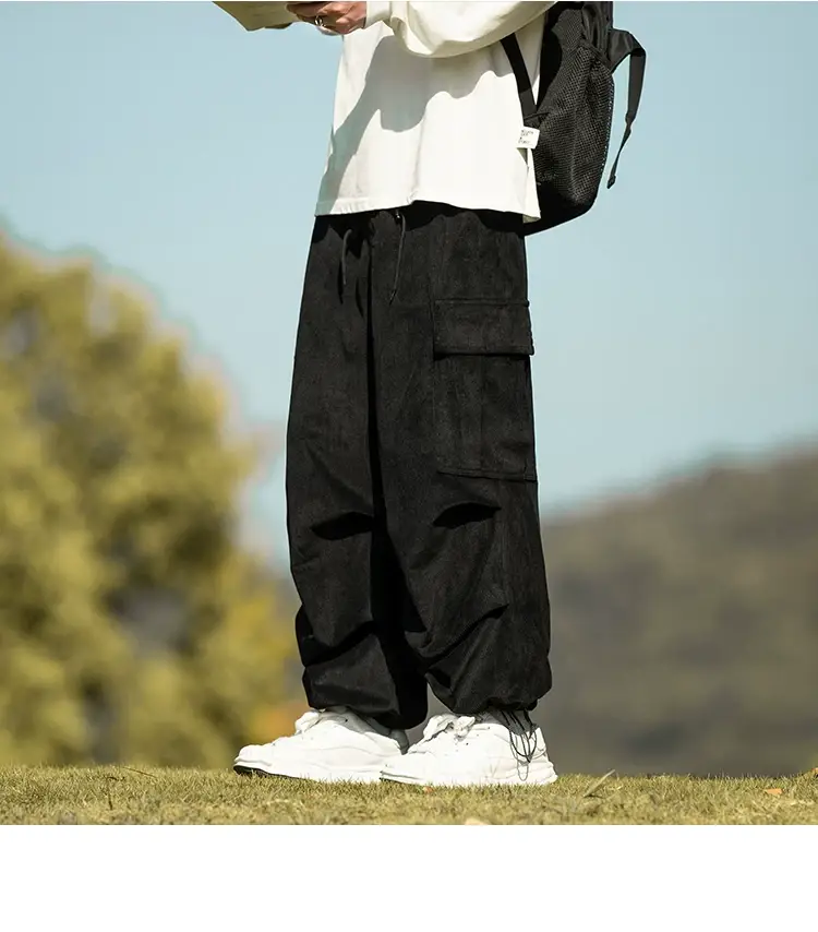Men's Green Thick-Waist Wide-leg Casual Pants — feature 20